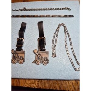 Lot # 11 Of Grandma's Jewelry Assortment Pewter Fobs And Medic Alert Bracelet